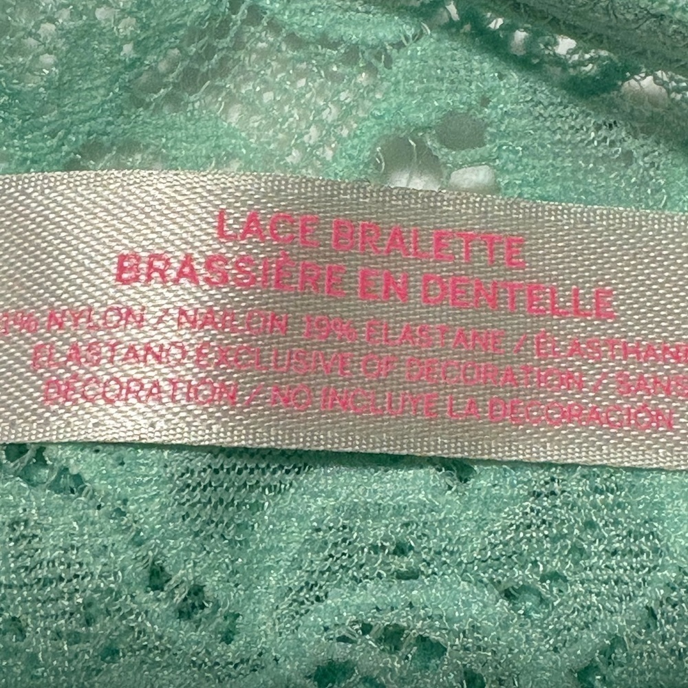 PINK Victoria's Secret Two Toned Mint Lace Bralette Size Large - Picture 7 of 7